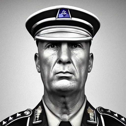 Prompt: hyper - realistic portrait of sergent hartman, full metal jacket, 3 d, 8 k, digital art