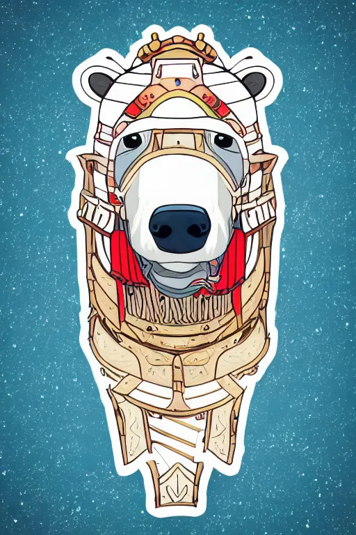 Image similar to Portrait of a polar bear as a samurai, knight, medieval, sticker, colorful, illustration, highly detailed, simple, smooth and clean vector curves, no jagged lines, vector art, smooth