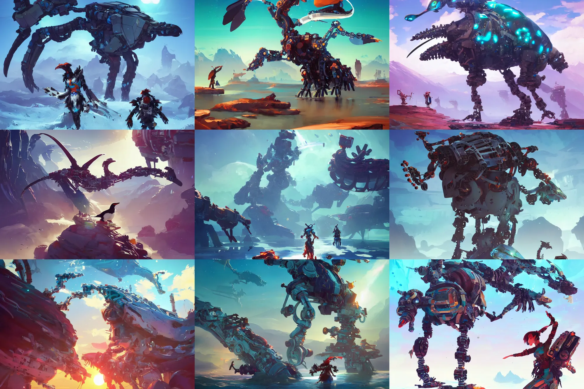 Prompt: penguin machine!! mechanical creature robot of horizon forbidden west horizon zero dawn bioluminiscence, official fanart behance hd artstation by jesper ejsing, by rhads, makoto shinkai and lois van baarle, ilya kuvshinov, ross tran, borderlands artworks in 4 k