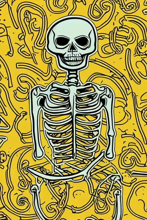 Image similar to Weed smoking skeleton, sticker, andromorphic, colorful, illustration, highly detailed, simple, smooth and clean vector curves, no jagged lines, vector art, smooth