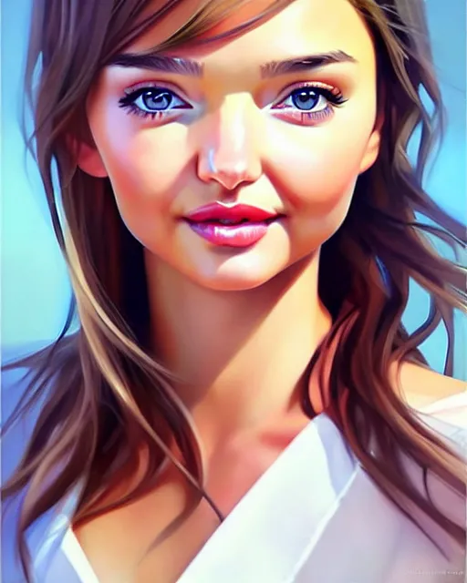 Image similar to portrait of Miranda Kerr as Anime girl cute-fine-face, full body! pretty face, realistic shaded Perfect face, fine details. Anime. realistic shaded lighting by Ilya Kuvshinov Giuseppe Dangelico Pino and Michael Garmash and Rob Rey