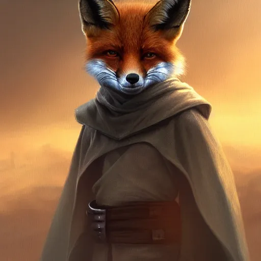 Prompt: A Fox as a Jedi, Artstation, Award Winning, Digital Art, Very Detailed, Oil Painting