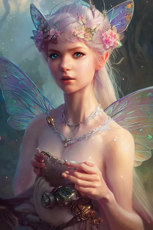 Image similar to fairy princess, highly detailed, d & d, fantasy, highly detailed, digital painting, trending on artstation, concept art, sharp focus, illustration, art by artgerm and greg rutkowski and fuji choko and viktoria gavrilenko and hoang lap