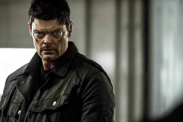 Image similar to a film still of Karl urban in punisher, high quality