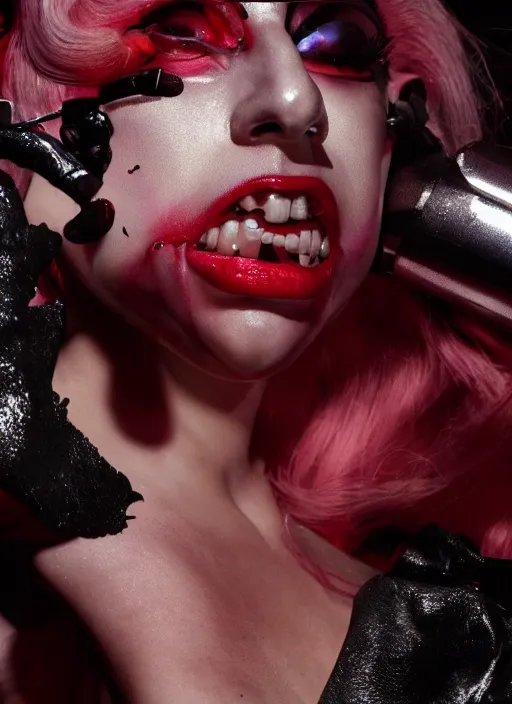 Image similar to lady gaga by nick knight, born this way, born this way album, black outfit, black lipstick, red weapon 8 k s 3 5, cooke anamorphic / i lenses, highly detailed, cinematic lighting