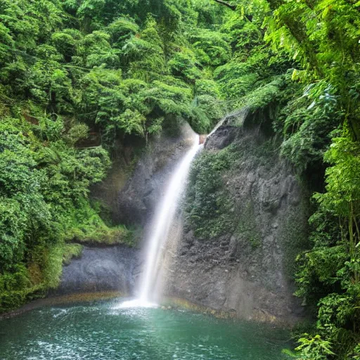 Prompt: waterfall village