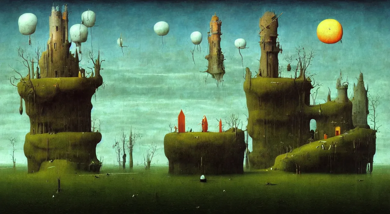 Prompt: single flooded simple!! fungus tower clear empty sky, very coherent and colorful high contrast ultradetailed photorealistic masterpiece by franz sedlacek hieronymus bosch dean ellis simon stalenhag rene magritte gediminas pranckevicius, dark shadows, sunny day, hard lighting