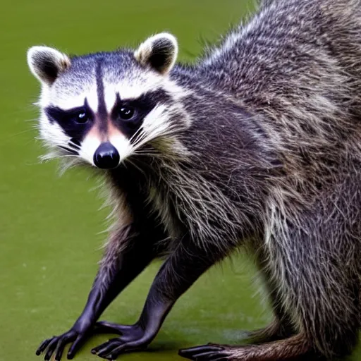 Prompt: photograph of anthropomorphic raccoon wearing a suit, award winning photograph