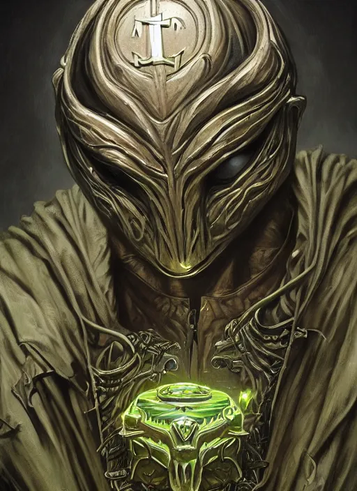 Image similar to cyber rodney dangerfield mf doom reptile eyes, black metal skin. intricate, elegant, highly detailed, centered, digital painting, artstation, concept art, smooth, sharp focus, illustration, artgerm, tomasz alen kopera, peter mohrbacher, donato giancola, joseph christian leyendecker, wlop, frank frazetta