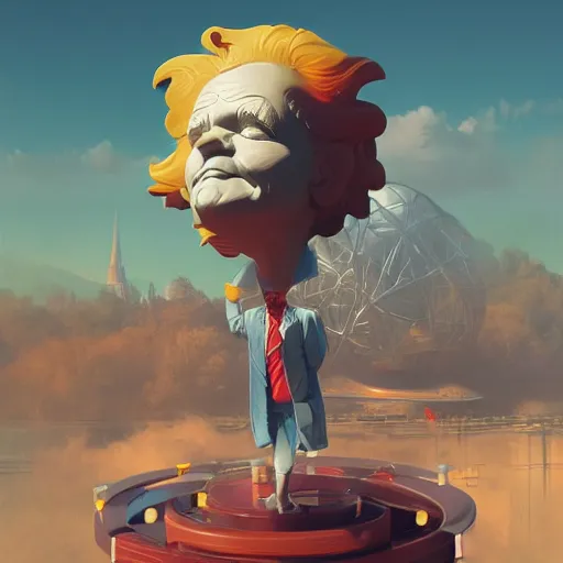 Image similar to ronald mcdonald statue in the world by beeple, darek zabrocki, tyler edlin, jordan grimmer, neil blevins, james paick, natasha tan, highly detailed, ultra detailed, ultra realistic, trending on artstation