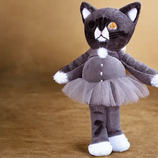 Image similar to plush cat toy dressed as a ballerina