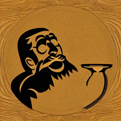 Image similar to bearded man turns bowl using woodlathe, vector art