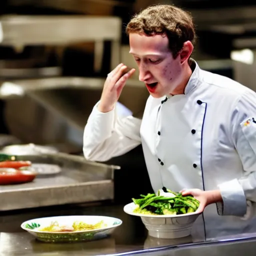 Image similar to mark zuckerberg as a celebrity chef