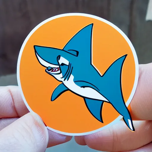 Image similar to die cut sticker of cartoon friendly shark