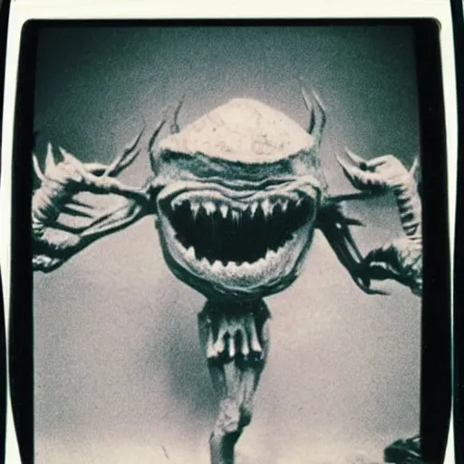 Image similar to a polaroid of the scariest monster ever depicted, 1 9 7 4