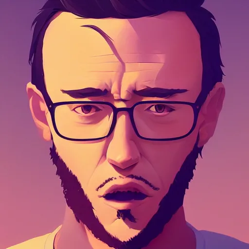 Image similar to face icon stylized minimalist michael crichton, loftis, cory behance hd by jesper ejsing, by rhads, makoto shinkai and lois van baarle, ilya kuvshinov, rossdraws global illumination