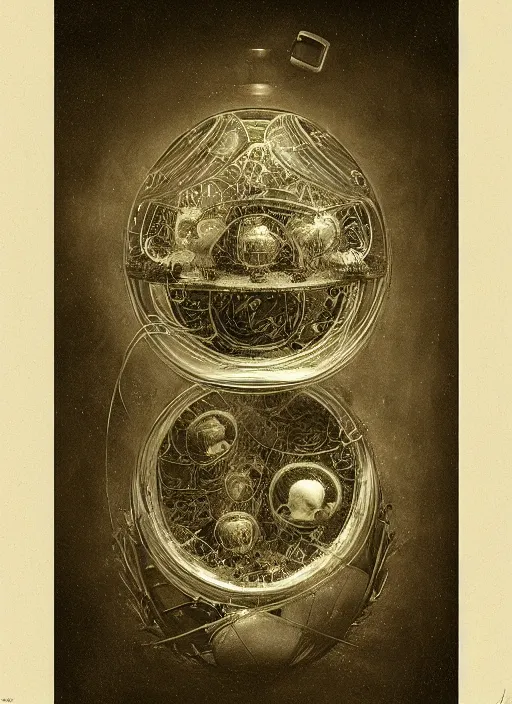 Prompt: old wetplate daguerreotype birth of artificial futuristic embryo life, fractal, intricate, elegant, highly detailed, parallax, leica, medium format, subsurface scattering, by jheronimus bosch and greg rutkowski and louis jacques mande daguerre