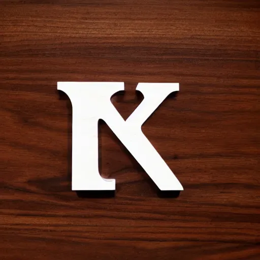 Image similar to minimalism logo of the letters ks on walnut wood.