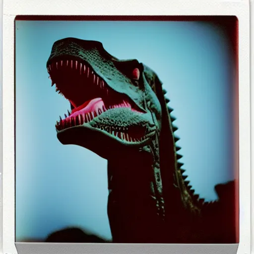 Prompt: polaroid of a dinosaur