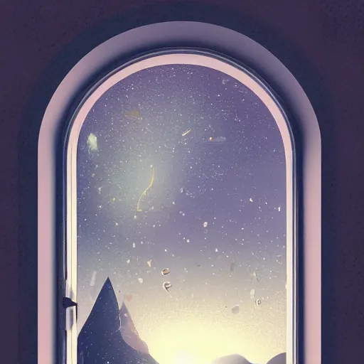 Image similar to the universe through a window, digital art, trending on artstation