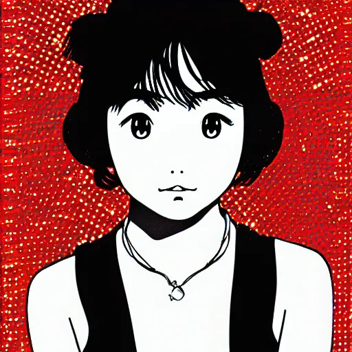 Prompt: the city pop cover art of plastic love by mariya takeuchi in an anime style. black and white photograph