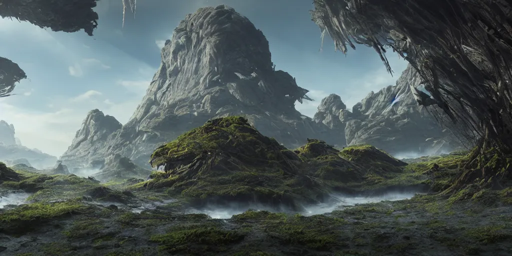 Prompt: alien landscape, alien wildlife, alien nature, 8 k uhd, unreal engine, octane render in the artstyle of kuindzhi