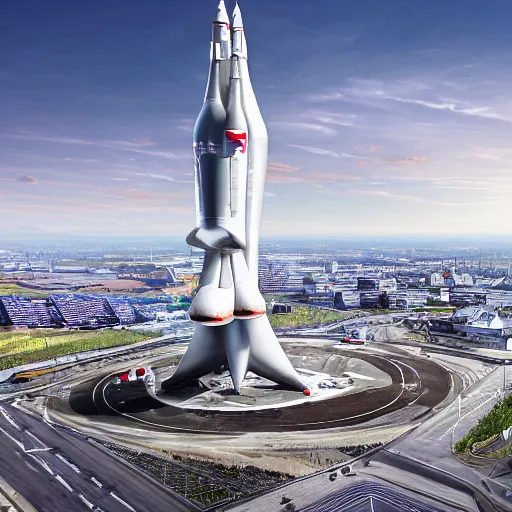 Image similar to hyperrealistic image of chinese spaceship landing in munich germany