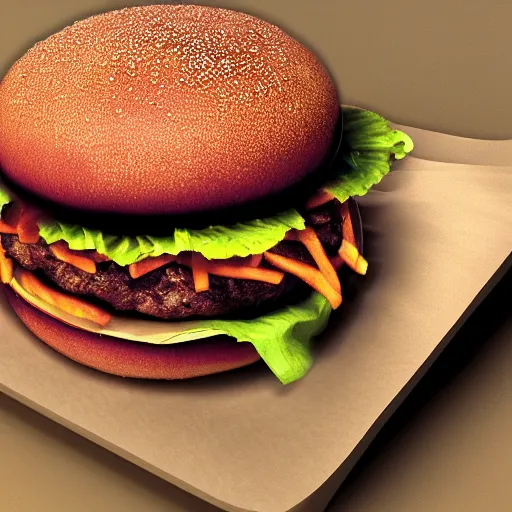 Prompt: a very realistic picture of a hamburger with french fries , ultra realistic, hyper detail,