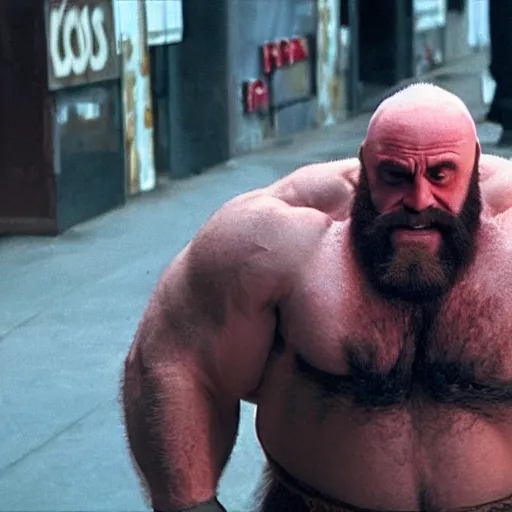Image similar to Danny Devito staring as Zangief in the Street Fighter 2024 movie