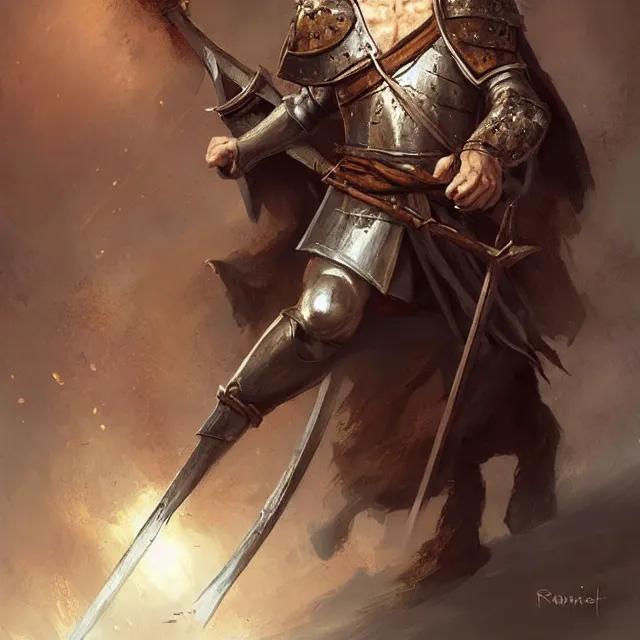 Prompt: christof romuald is a renowned brujah and a former crusader knight embraced by ecaterina the wise in prague during the dark ages, lon - hair, crusader, beautiful young man, brown hair, brown eyes, by stanley artgerm lau, wlop, rossdraws, frank frazetta, andrei riabovitchev, marc simonetti