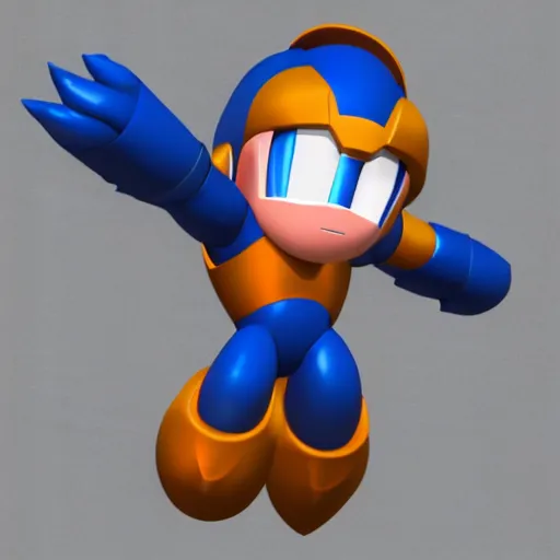 Image similar to 3d render of Mega Man