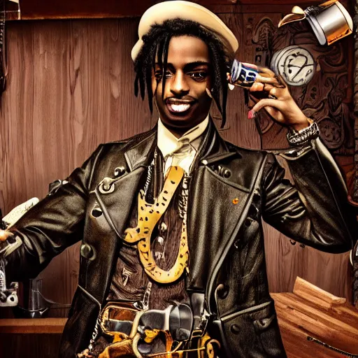 Image similar to playboi carti in steampunk style digital art 4 k the detailed super realistic