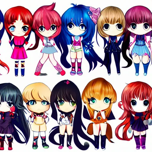 Prompt: chibi girls, anime