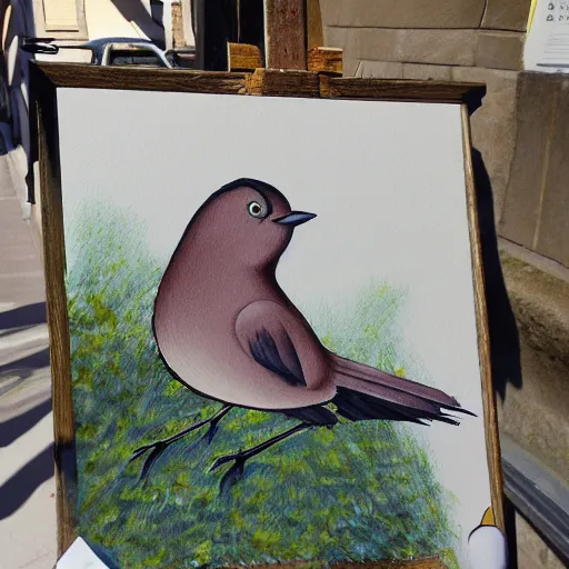 Image similar to A bird in Madrid, painted by Ghibli studio