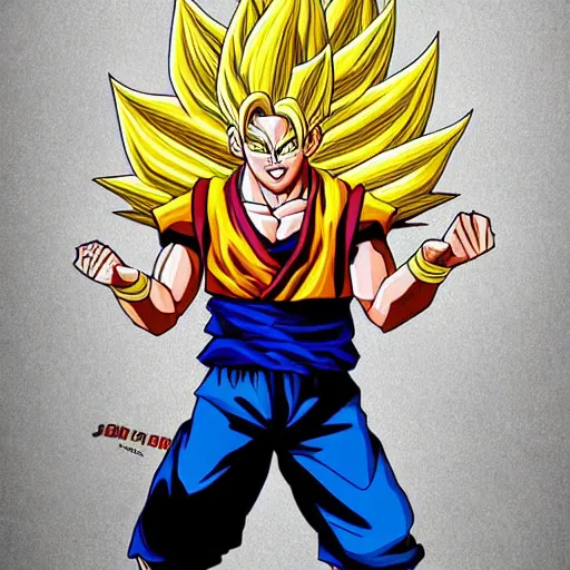 Image similar to Lebron James Lebron James Lebron James Lebron James Lebron James cosplay as Super saiyan Goku, detailed digital art, colourful masterpiece beautiful beautiful beautiful
