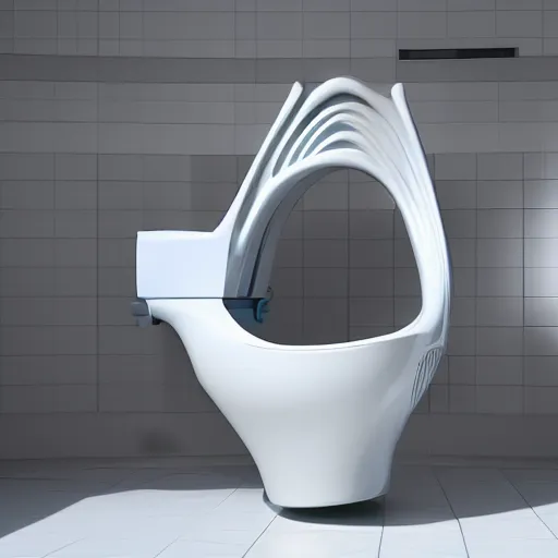 Image similar to xenomorph biomorphic futuristic toilet designed by santiago calatrava, octane 8 k 3 d render