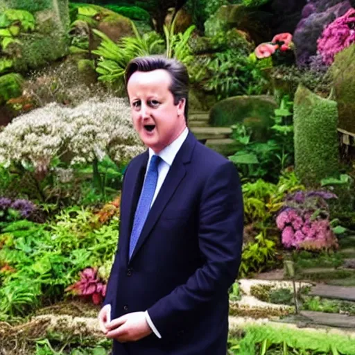 Image similar to A still of Prime Minister David Cameron in the movie Garden of Words, Koto no ha no niwa, Matoko Shinkai, beautiful, anime, colorful, intricate detail