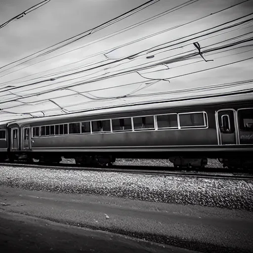 Image similar to train with 4 cars, full frame, eerie