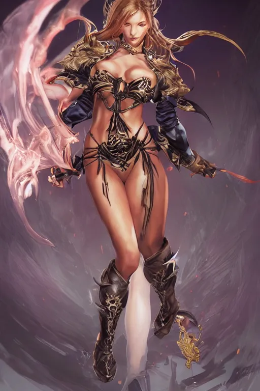 Image similar to gisele bündchen in a blade and soul spinoff artbook rendered by the artist Taran Fiddler, Joe Madureira,Nadezhda Tikhomirova, Jiyun Chae, Lê Long, trending on Artstation by Hyung tae Kim, artbook, Stanley Artgerm Lau, WLOP, Rossdraws , James Gurney