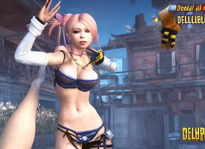Image similar to Belle Delphine as a playable character in Dead or Alive, detailed game screenshot 4K