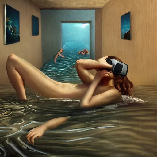 Image similar to swimming through the streams of internet, living inside the virtual reality by otto frello