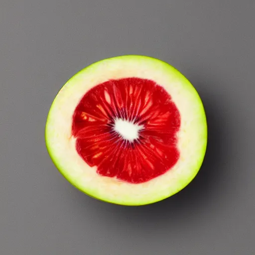 Image similar to centered hyper-realistic single piece of fruit, gray background