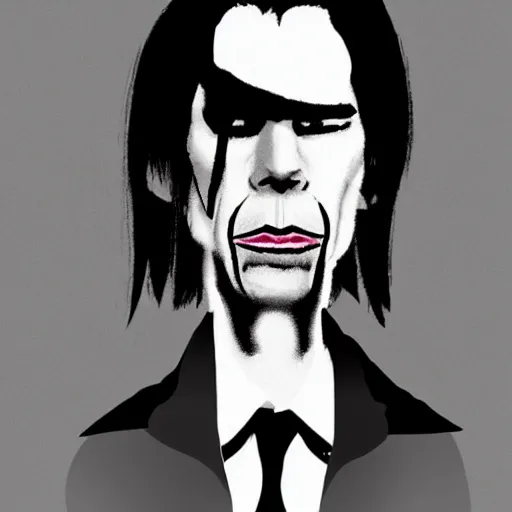 Image similar to nick cave in the style of frank miller