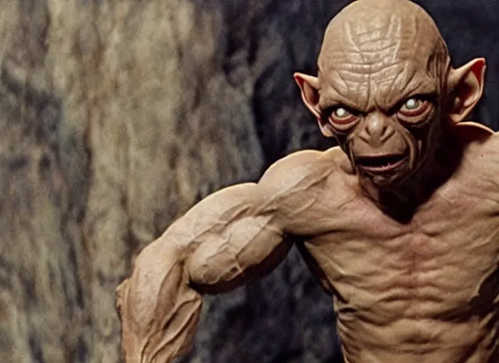 Image similar to very muscular Gollum, movie still