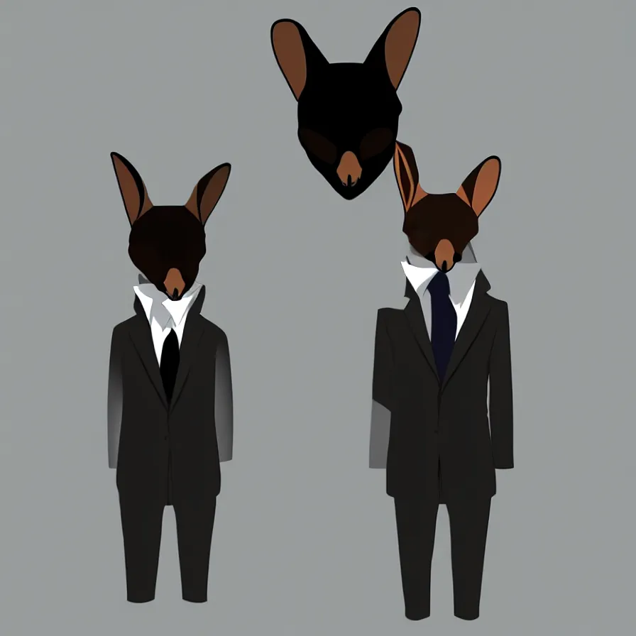 Image similar to spy kangaroo, in a strict suit, avatar image, digital art, minimalism