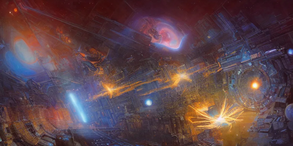 Prompt: supernova explosion, neo brutalism space station, golden hour, stars, painted by steve mccurry, ruan jia, raymond swanland, lawrence alma tadema, zdzislaw beksinski, norman rockwell, jack kirby, tom lovell, alex malveda, greg staples, 8 k, highly detailed