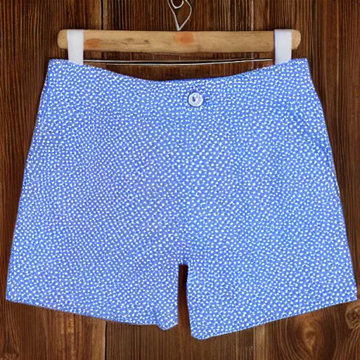 Image similar to blue short pants made of nylon with White dots