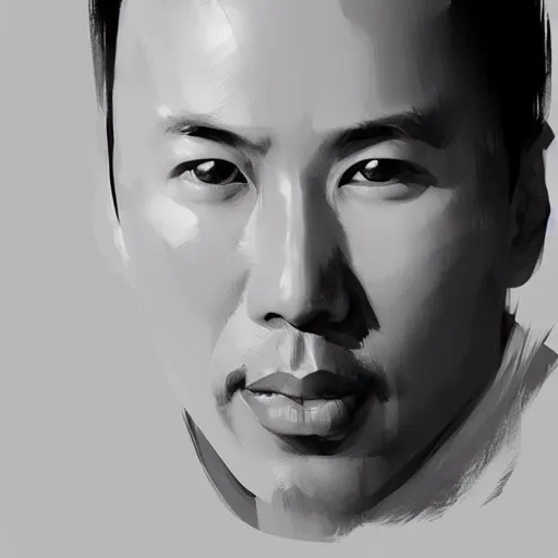 Image similar to “ portrait of donnie yen by greg rutkowski, young, attractive, highly detailed portrait, scifi, digital painting, artstation, concept art, smooth, sharp foccus ilustration, artstation hq ”