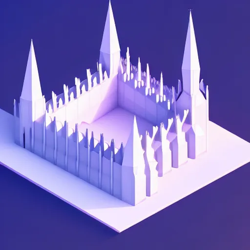 Image similar to Isometric 3D Fantasy Cathedral, low poly, pixiv