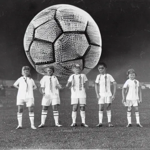 Image similar to vintage photo of a family of anthropomorphized lizards, dressed as Argentinian soccer players, with an exploding planet in the background